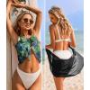 image:imageEkouaer 2 Pieces Women Beach Sarongs Sheer Cover Ups Chiffon Bikini Wrap Skirt for Swimwear SXXLBlackDark Green Leaves