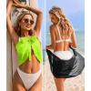 image:imageEkouaer 2 Pieces Women Beach Sarongs Sheer Cover Ups Chiffon Bikini Wrap Skirt for Swimwear SXXLBlackFluorescent Green