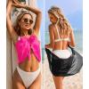 image:imageEkouaer 2 Pieces Women Beach Sarongs Sheer Cover Ups Chiffon Bikini Wrap Skirt for Swimwear SXXLBlackFluorescent Rose Red