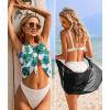 image:imageEkouaer 2 Pieces Women Beach Sarongs Sheer Cover Ups Chiffon Bikini Wrap Skirt for Swimwear SXXLBlackGreen Leaves