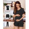 image:imageEkouaer 3 PCS Maternity Nursing Pajamas Set Postpartum Breastfeeding Short Sleeve Shirts Pregnancy Shorts amp Pants Pjs SXXLBlack