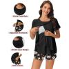 image:imageEkouaer 3 PCS Maternity Nursing Pajamas Set Postpartum Breastfeeding Short Sleeve Shirts Pregnancy Shorts amp Pants Pjs SXXLBlack Print