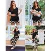 image:imageEkouaer 3 PCS Maternity Nursing Pajamas Set Postpartum Breastfeeding Short Sleeve Shirts Pregnancy Shorts amp Pants Pjs SXXLBlack Print