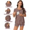 image:imageEkouaer 3 PCS Maternity Nursing Pajamas Set Postpartum Breastfeeding Short Sleeve Shirts Pregnancy Shorts amp Pants Pjs SXXLBrown