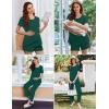 image:imageEkouaer 3 PCS Maternity Nursing Pajamas Set Postpartum Breastfeeding Short Sleeve Shirts Pregnancy Shorts amp Pants Pjs SXXLDark Green