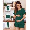 image:imageEkouaer 3 PCS Maternity Nursing Pajamas Set Postpartum Breastfeeding Short Sleeve Shirts Pregnancy Shorts amp Pants Pjs SXXLDark Green
