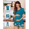 image:imageEkouaer 3 PCS Maternity Nursing Pajamas Set Postpartum Breastfeeding Short Sleeve Shirts Pregnancy Shorts amp Pants Pjs SXXLGreen Print