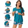 image:imageEkouaer 3 PCS Maternity Nursing Pajamas Set Postpartum Breastfeeding Short Sleeve Shirts Pregnancy Shorts amp Pants Pjs SXXLGreen Print