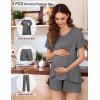 image:imageEkouaer 3 PCS Maternity Nursing Pajamas Set Postpartum Breastfeeding Short Sleeve Shirts Pregnancy Shorts amp Pants Pjs SXXLGrey