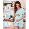 image:imageEkouaer 3 PCS Maternity Nursing Pajamas Set Postpartum Breastfeeding Short Sleeve Shirts Pregnancy Shorts amp Pants Pjs SXXLLight Blue