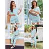 image:imageEkouaer 3 PCS Maternity Nursing Pajamas Set Postpartum Breastfeeding Short Sleeve Shirts Pregnancy Shorts amp Pants Pjs SXXLLight Blue