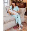 image:imageEkouaer 3 PCS Maternity Nursing Pajamas Set Postpartum Breastfeeding Short Sleeve Shirts Pregnancy Shorts amp Pants Pjs SXXLLight Blue