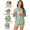 image:imageEkouaer 3 PCS Maternity Nursing Pajamas Set Postpartum Breastfeeding Short Sleeve Shirts Pregnancy Shorts amp Pants Pjs SXXLLight Green