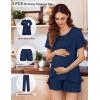 image:imageEkouaer 3 PCS Maternity Nursing Pajamas Set Postpartum Breastfeeding Short Sleeve Shirts Pregnancy Shorts amp Pants Pjs SXXLNavy Blue