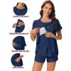 image:imageEkouaer 3 PCS Maternity Nursing Pajamas Set Postpartum Breastfeeding Short Sleeve Shirts Pregnancy Shorts amp Pants Pjs SXXLNavy Blue