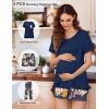 image:imageEkouaer 3 PCS Maternity Nursing Pajamas Set Postpartum Breastfeeding Short Sleeve Shirts Pregnancy Shorts amp Pants Pjs SXXLNavy Blue Print