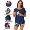 image:imageEkouaer 3 PCS Maternity Nursing Pajamas Set Postpartum Breastfeeding Short Sleeve Shirts Pregnancy Shorts amp Pants Pjs SXXLNavy Blue Print