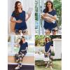 image:imageEkouaer 3 PCS Maternity Nursing Pajamas Set Postpartum Breastfeeding Short Sleeve Shirts Pregnancy Shorts amp Pants Pjs SXXLNavy Blue Print