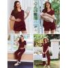image:imageEkouaer 3 PCS Maternity Nursing Pajamas Set Postpartum Breastfeeding Short Sleeve Shirts Pregnancy Shorts amp Pants Pjs SXXLWine Red
