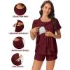 image:imageEkouaer 3 PCS Maternity Nursing Pajamas Set Postpartum Breastfeeding Short Sleeve Shirts Pregnancy Shorts amp Pants Pjs SXXLWine Red