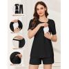 image:imageEkouaer 3 Piece Postpartum Nursing Pajamas Set Short Sleeve Breastfeeding Shirts Pregnancy Shorts amp Pants Maternity PjsBlack