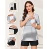 image:imageEkouaer 3 Piece Postpartum Nursing Pajamas Set Short Sleeve Breastfeeding Shirts Pregnancy Shorts amp Pants Maternity PjsBlack White Stripes