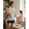image:imageEkouaer 3 Piece Postpartum Nursing Pajamas Set Short Sleeve Breastfeeding Shirts Pregnancy Shorts amp Pants Maternity PjsBlack White Stripes