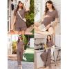 image:imageEkouaer 3 Piece Postpartum Nursing Pajamas Set Short Sleeve Breastfeeding Shirts Pregnancy Shorts amp Pants Maternity PjsBrown