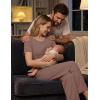 image:imageEkouaer 3 Piece Postpartum Nursing Pajamas Set Short Sleeve Breastfeeding Shirts Pregnancy Shorts amp Pants Maternity PjsBrown