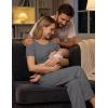 image:imageEkouaer 3 Piece Postpartum Nursing Pajamas Set Short Sleeve Breastfeeding Shirts Pregnancy Shorts amp Pants Maternity PjsDark Gray