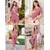 image:imageEkouaer 3 Piece Postpartum Nursing Pajamas Set Short Sleeve Breastfeeding Shirts Pregnancy Shorts amp Pants Maternity PjsGray Purple