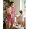 image:imageEkouaer 3 Piece Postpartum Nursing Pajamas Set Short Sleeve Breastfeeding Shirts Pregnancy Shorts amp Pants Maternity PjsGray Purple