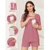 image:imageEkouaer 3 Piece Postpartum Nursing Pajamas Set Short Sleeve Breastfeeding Shirts Pregnancy Shorts amp Pants Maternity PjsGray Purple
