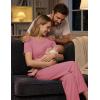 image:imageEkouaer 3 Piece Postpartum Nursing Pajamas Set Short Sleeve Breastfeeding Shirts Pregnancy Shorts amp Pants Maternity PjsGray Purple
