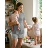 image:imageEkouaer 3 Piece Postpartum Nursing Pajamas Set Short Sleeve Breastfeeding Shirts Pregnancy Shorts amp Pants Maternity PjsGray Stripes