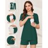 image:imageEkouaer 3 Piece Postpartum Nursing Pajamas Set Short Sleeve Breastfeeding Shirts Pregnancy Shorts amp Pants Maternity PjsLake Green