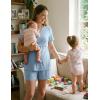 image:imageEkouaer 3 Piece Postpartum Nursing Pajamas Set Short Sleeve Breastfeeding Shirts Pregnancy Shorts amp Pants Maternity PjsLight Blue
