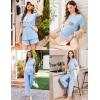 image:imageEkouaer 3 Piece Postpartum Nursing Pajamas Set Short Sleeve Breastfeeding Shirts Pregnancy Shorts amp Pants Maternity PjsLight Blue