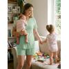 image:imageEkouaer 3 Piece Postpartum Nursing Pajamas Set Short Sleeve Breastfeeding Shirts Pregnancy Shorts amp Pants Maternity PjsLight Green