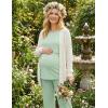 image:imageEkouaer 3 Piece Postpartum Nursing Pajamas Set Short Sleeve Breastfeeding Shirts Pregnancy Shorts amp Pants Maternity PjsLight Green