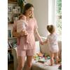 image:imageEkouaer 3 Piece Postpartum Nursing Pajamas Set Short Sleeve Breastfeeding Shirts Pregnancy Shorts amp Pants Maternity PjsPink