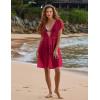 image:imageEkouaer Bathing Suit Cover Up Chiffon Swim Suit Coverup Tie Front Sheer Beach Kimono Coverups Swimwear CardigansA10red