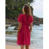 image:imageEkouaer Bathing Suit Cover Up Chiffon Swim Suit Coverup Tie Front Sheer Beach Kimono Coverups Swimwear CardigansA10red