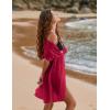 image:imageEkouaer Bathing Suit Cover Up Chiffon Swim Suit Coverup Tie Front Sheer Beach Kimono Coverups Swimwear CardigansA10red