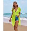 image:imageEkouaer Bathing Suit Cover Up Chiffon Swim Suit Coverup Tie Front Sheer Beach Kimono Coverups Swimwear CardigansB03fluorescent Yellow