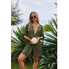 image:imageEkouaer Bathing Suit Cover Up for Women V Neck Button Down Swimsuit Coverup Beach Dress Shirt S3XLArmy Green