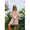 image:imageEkouaer Bathing Suit Cover Up for Women V Neck Button Down Swimsuit Coverup Beach Dress Shirt S3XLBeige