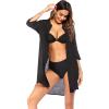 image:imageEkouaer Bathing Suit Cover Up for Women V Neck Button Down Swimsuit Coverup Beach Dress Shirt S3XLBlack
