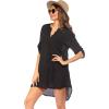 image:imageEkouaer Bathing Suit Cover Up for Women V Neck Button Down Swimsuit Coverup Beach Dress Shirt S3XLBlack