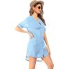 image:imageEkouaer Bathing Suit Cover Up for Women V Neck Button Down Swimsuit Coverup Beach Dress Shirt S3XLClear Blue